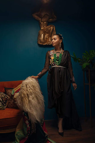 Aura Draped Silk Suit