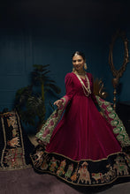 Load image into Gallery viewer, Durwesh Ruby Velvet Pishwas With Net Dupatta
