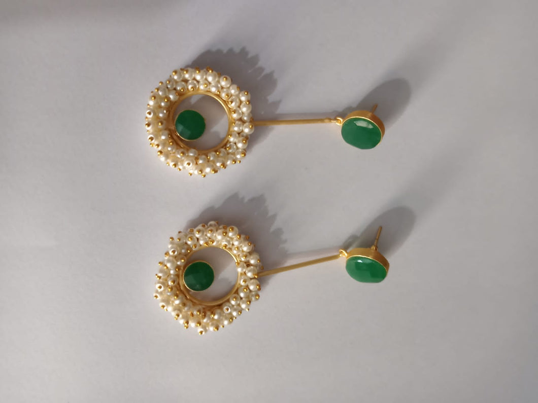Green Hoop Ring Earrings