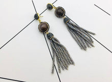 Load image into Gallery viewer, Crystal Tassel Earrings With Nug
