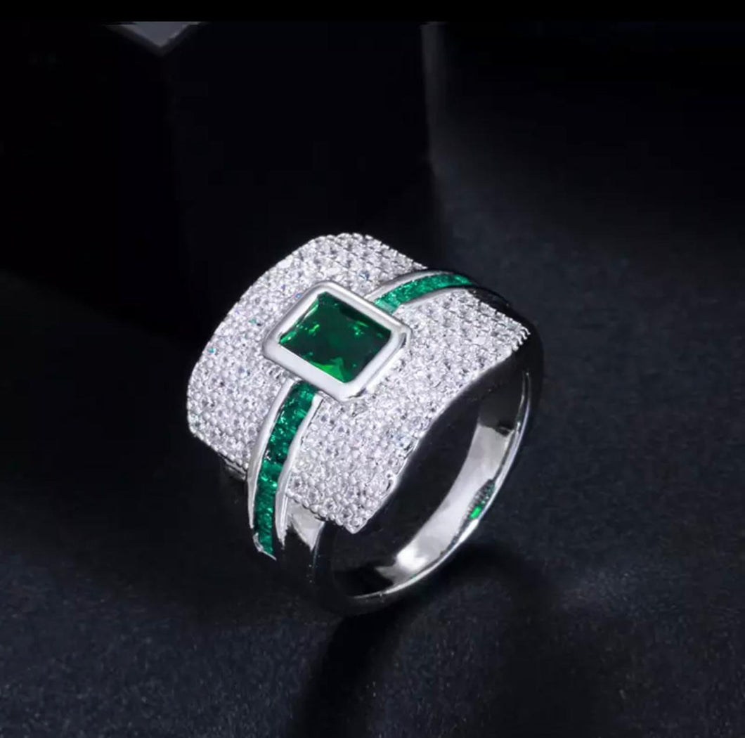 Emerald Green Zircon Ring