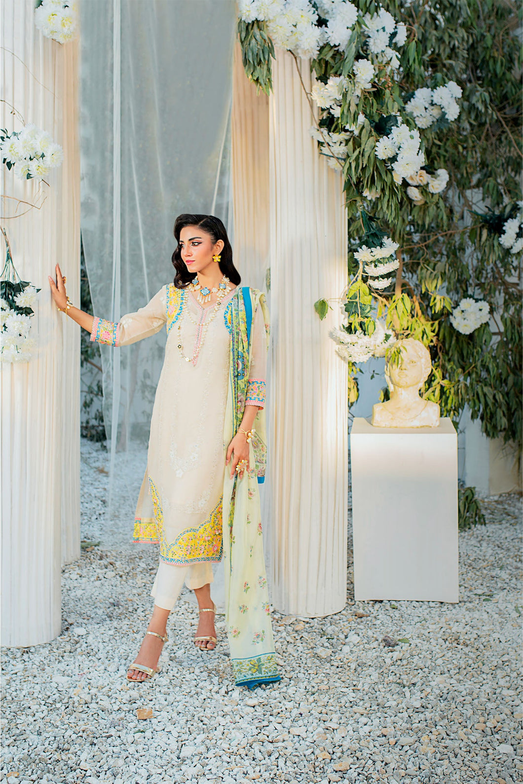 Urwa Cotton Dress with Silk Dupatta